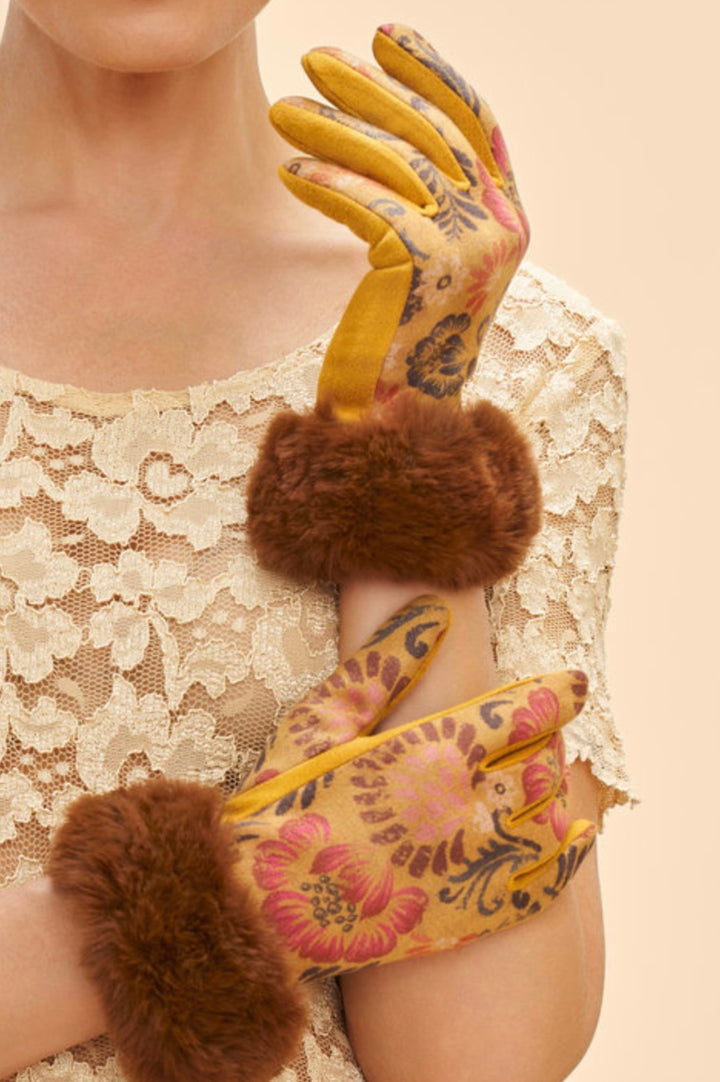 BERNADETTE MUSTARD FLORAL GLOVES