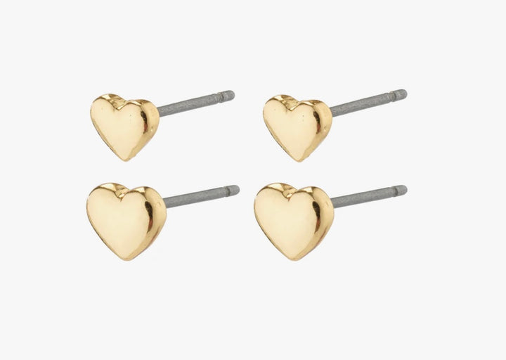 AFRODITTE RECYCLED 2 IN 1 GOLD PLATED HEART EARRINGS SET