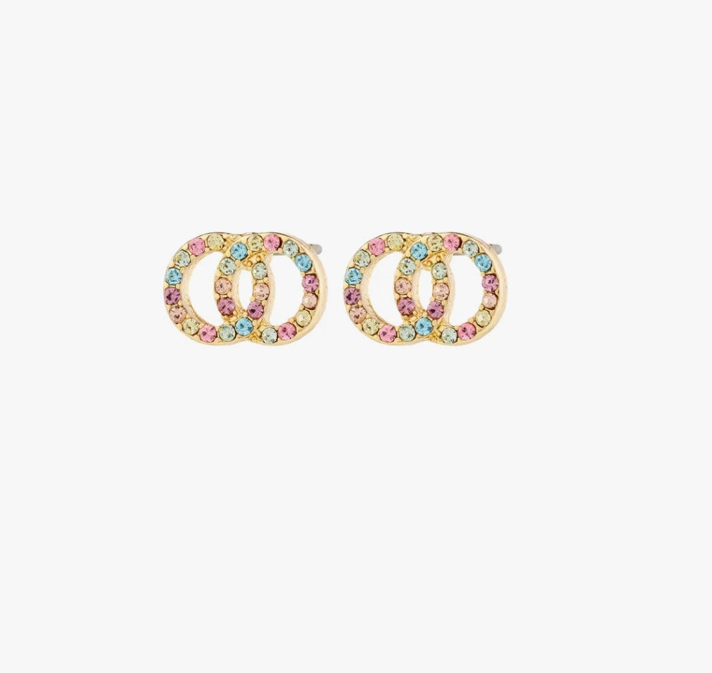 JOLINA RECYCLED EARRINGS GOLD PLATED /MULTI COLOUR