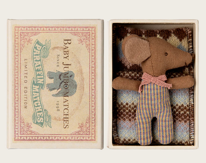 ROSE SLEEPY WAKEY BABY MOUSE IN MATCHBOX