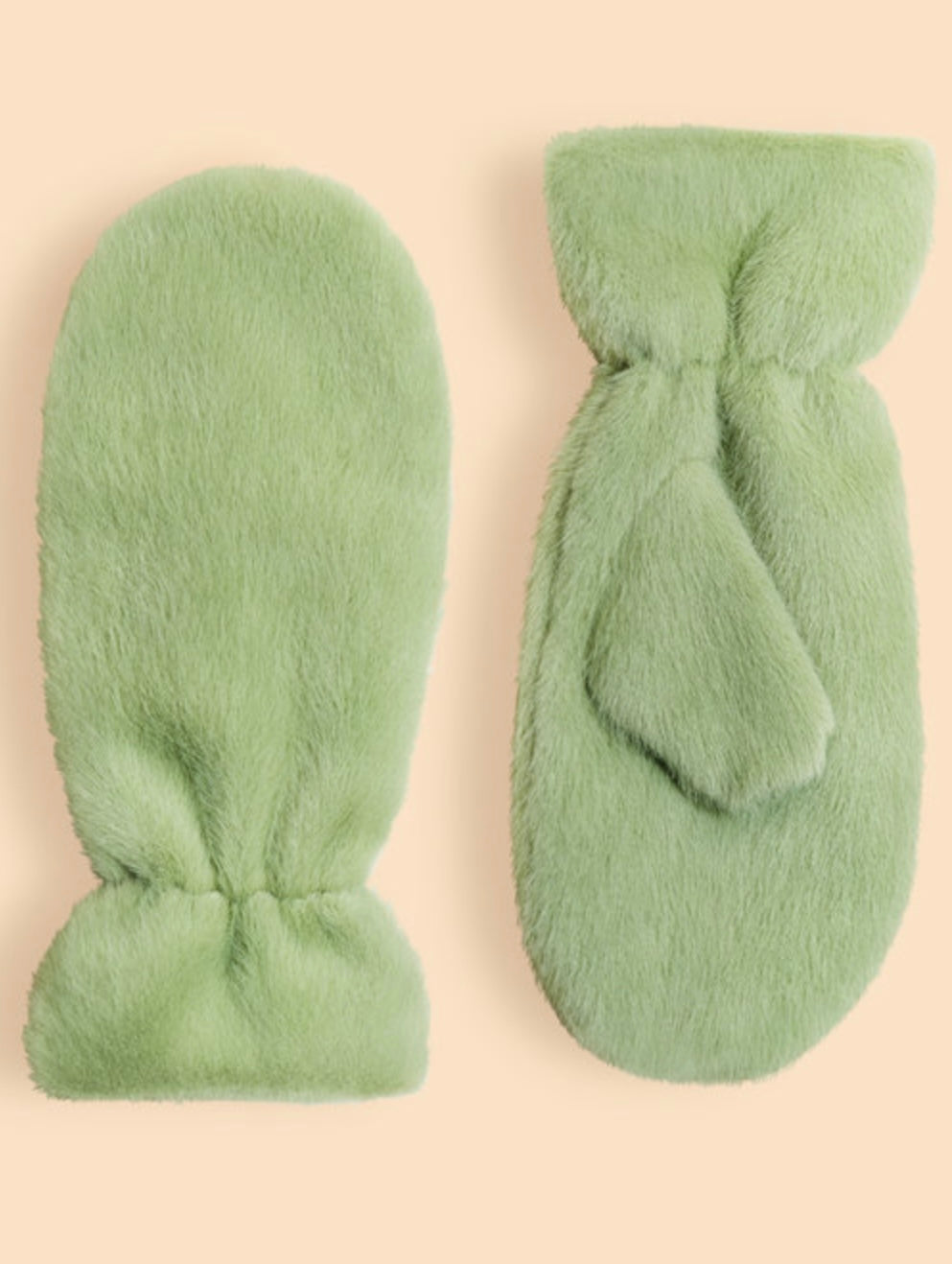 SAGE FLUFFY TEDDY MITTENS