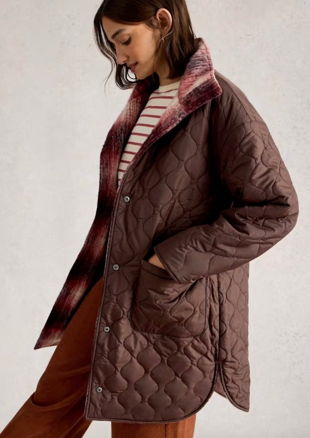 PLUM MULTI MARLOWE REVERSIBLE COAT