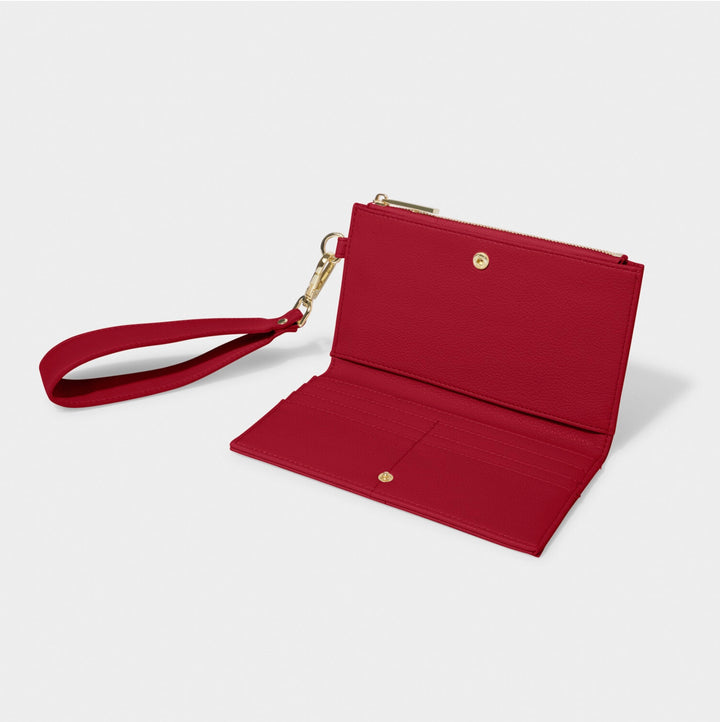 ZANA WRISTLET PURSE IN GARNET RED