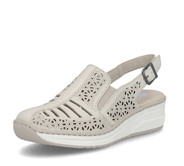48763-60 BEIGE SLING BACK WEDGE SHOE