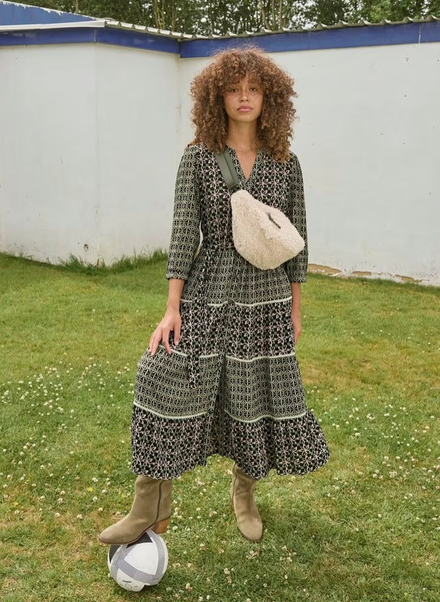 BLACK MULTI MABEL MIXED PRINTED DRESS