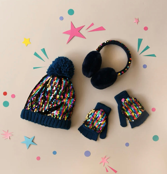 RAINBOW SEQUIN KNITTED HAT