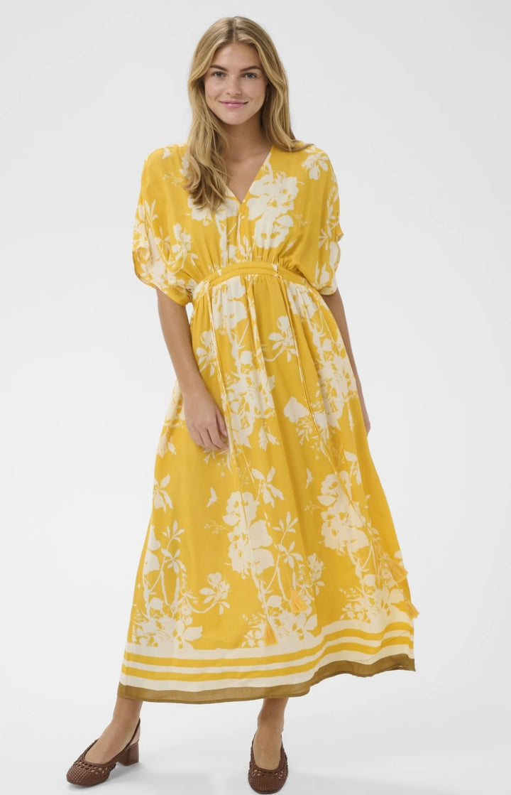 GOLDEN APRICOT FLOWER RASHEDA DRESS