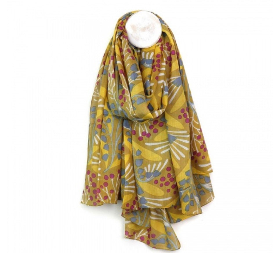 MUSTARD MIX WILD FLOWER PRINT SCARF