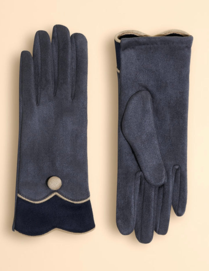 NAVY PANDORA FAUX SUEDE GLOVES