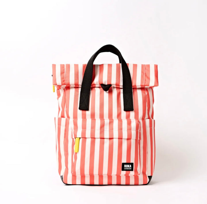 CANFIELD B RECYCLED CANVAS SMALL BACKPACK CORAL STRIPE