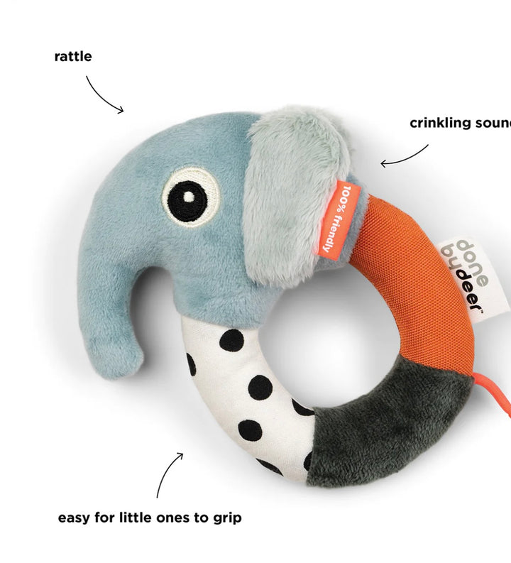 SENSORY RING RATTLE ELPHEE BLUE