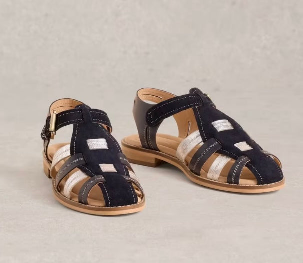 NAVY LEATHER ZARA FISHERMAN SANDAL