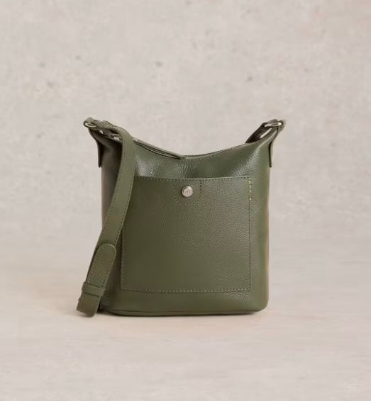 KHAKI GREEN FERN LEATHER CROSSBODY BAG