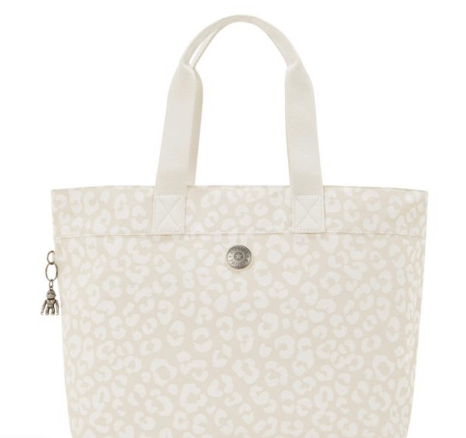 COLISSA WHITE CHEETAH PRINT LARGE TOTE BAG