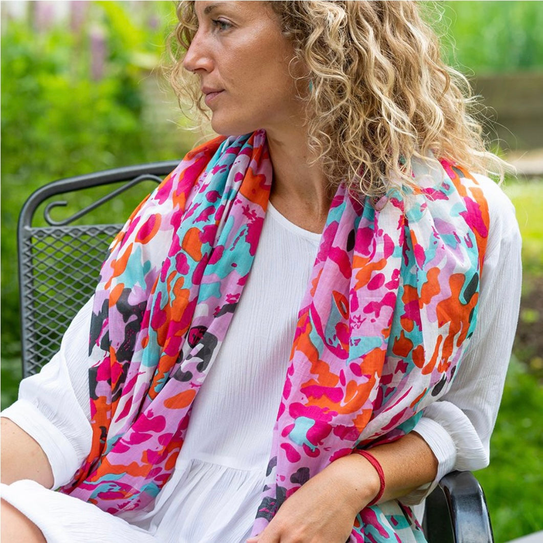 PINK MIX SCATTERED ANIMAL PRINT SCARF