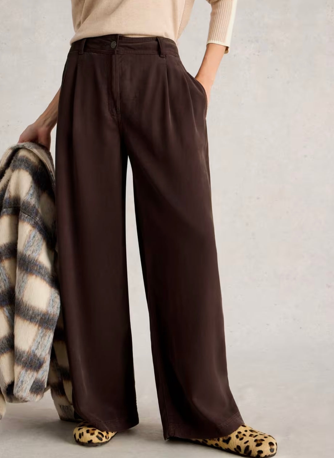DARK BROWN SASHA WIDE LEG TROUSER