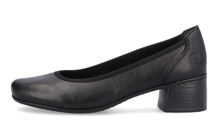 BLACK BLOCK HEEL COURT SHOE