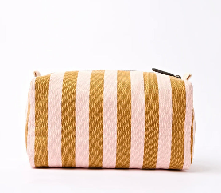 MAYFAIR COTTON CANVAS SMALL WASH BAG  ROSEGOLD STRIPE