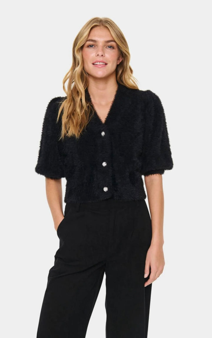 BLACK BANNI FLUFFY CARDIGAN