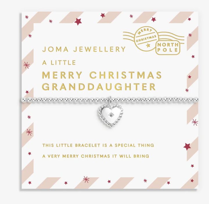 LOVE FROM SANTA MERRY CHRISTMAS GRANDDAUGHTER SILVER PLATED BRACELET