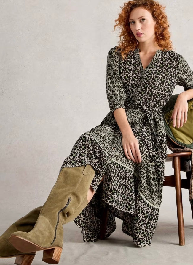 BLACK MULTI MABEL MIXED PRINTED DRESS