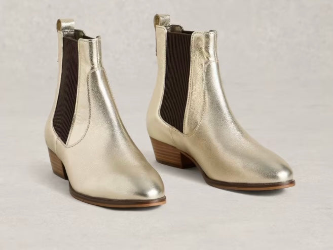 GOLD METALLIC CHELSEA WILLOW ANKLE BOOT