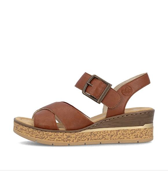 63795-22 BROWN WEDGE SANDAL