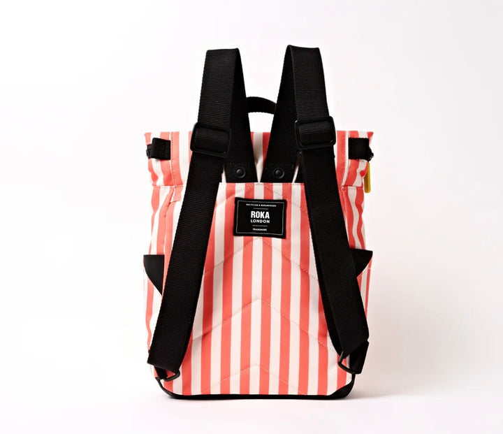 CANFIELD B RECYCLED CANVAS SMALL BACKPACK CORAL STRIPE