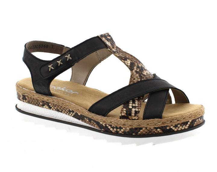 BLACK & BROWN ANIMAL PRINT VELCRO SANDAL