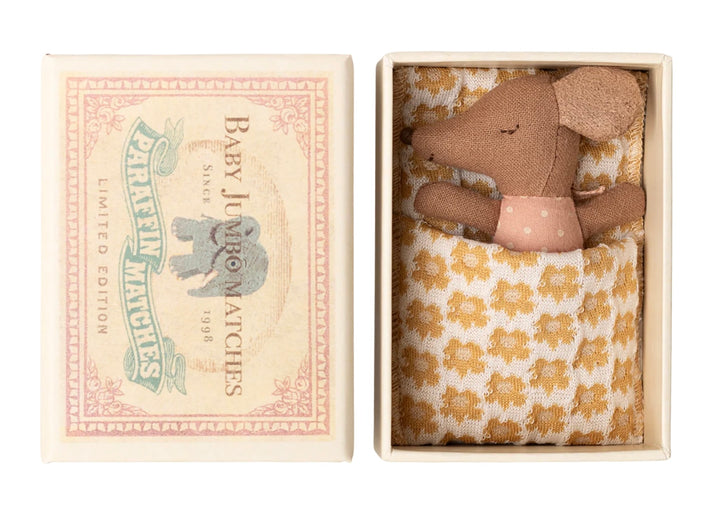 SLEEPY WAKEY BABY MOUSE IN MATCHBOX ROSE