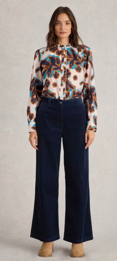 DARK NAVY BELLE CORD WIDE LEG TROUSER