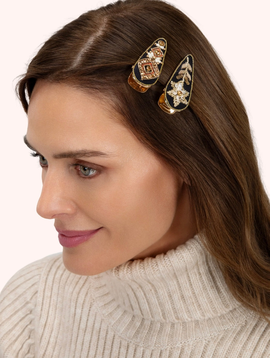 MIDNIGHT FLORAL DECO RED HAIR CLIPS