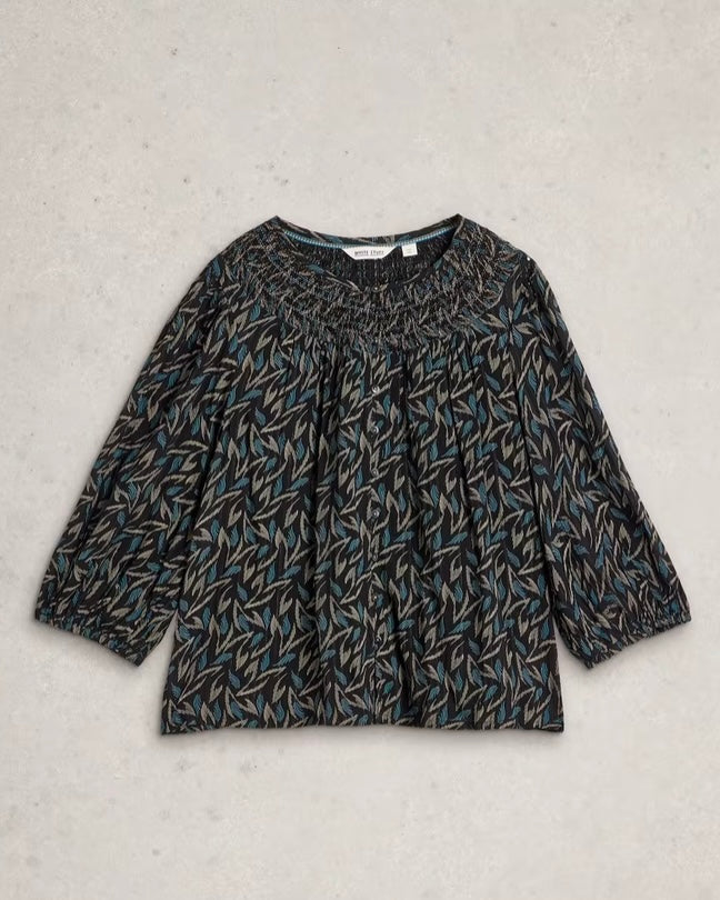 BLACK MULTI REMI METALLIC TOP