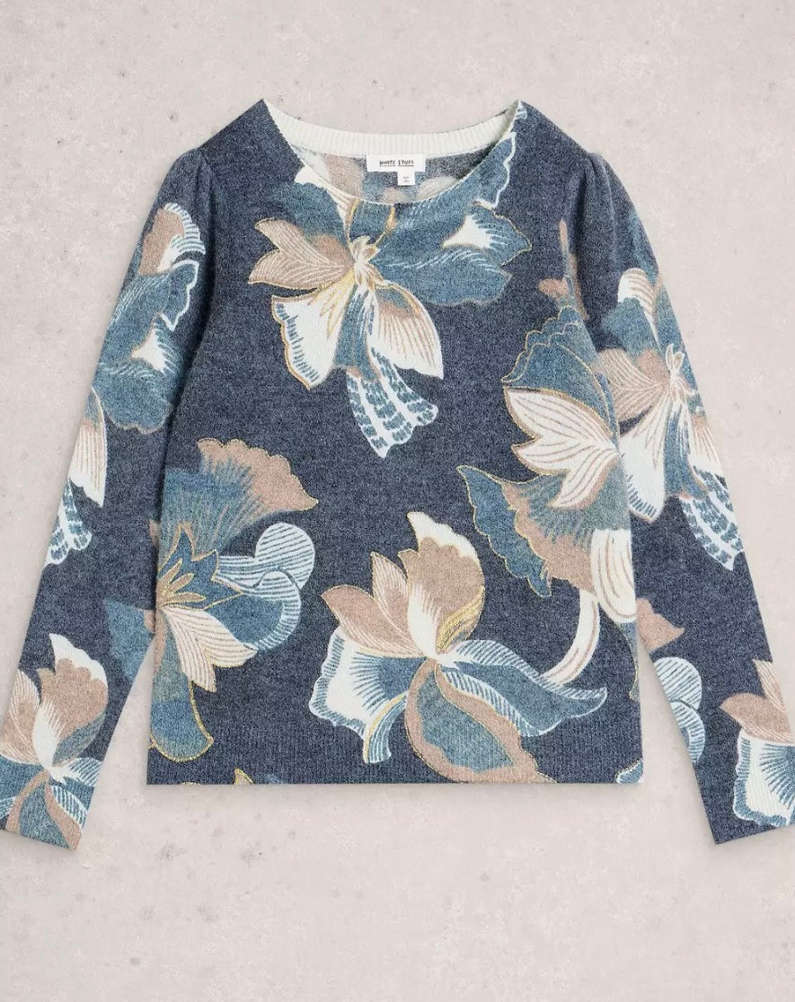 NAVY PRINT JODIE FOIL JUMPER