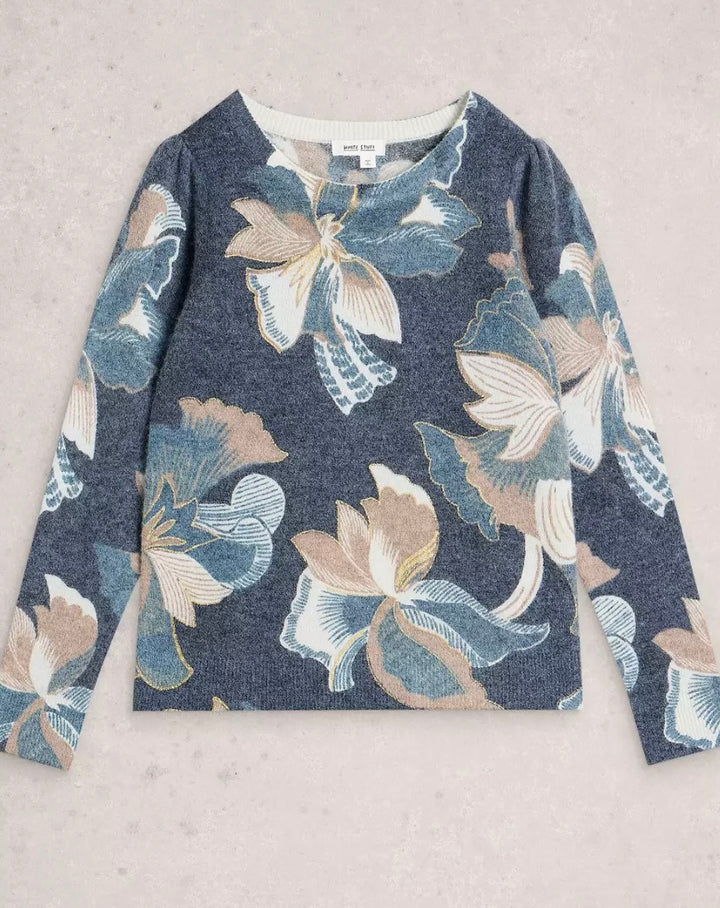 NAVY PRINT JODIE FOIL JUMPER