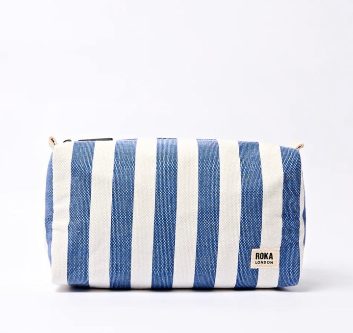 MAYFAIR COTTON CANVAS SMALL WASH BAG DENIM STRIPE