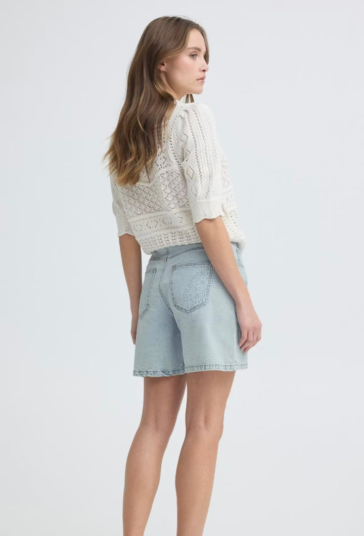 20818843 LIGHT BLUE DENIM KIELO EMBELLISHED SHORTS