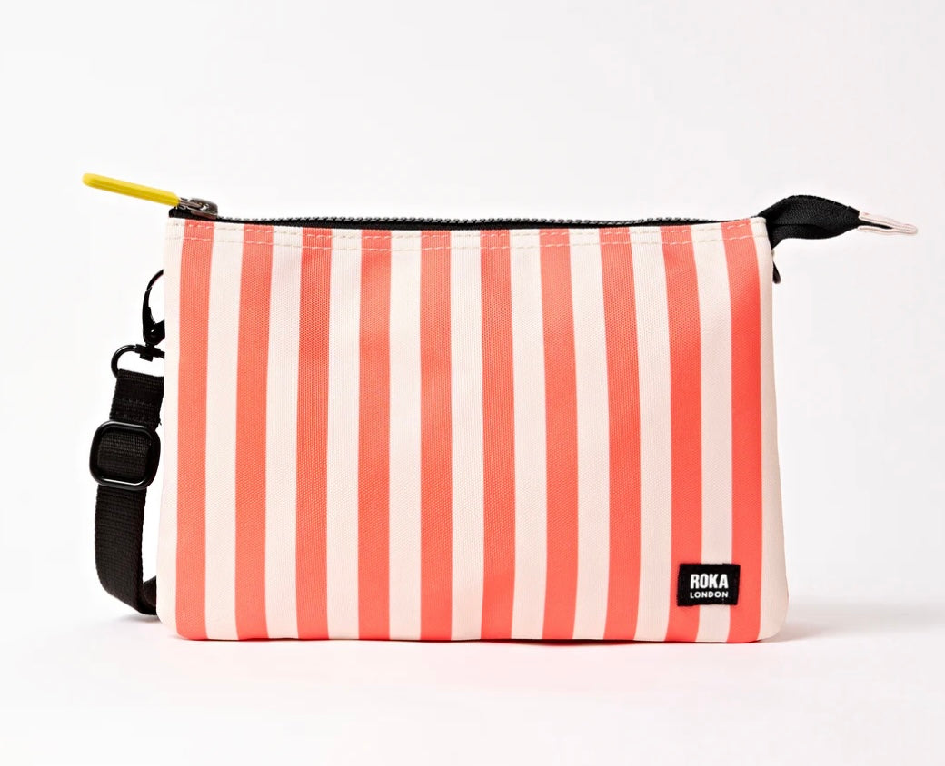 CARNABY RECYCLED CANVAS XL CROSSBODY BAG CORAL STRIPE