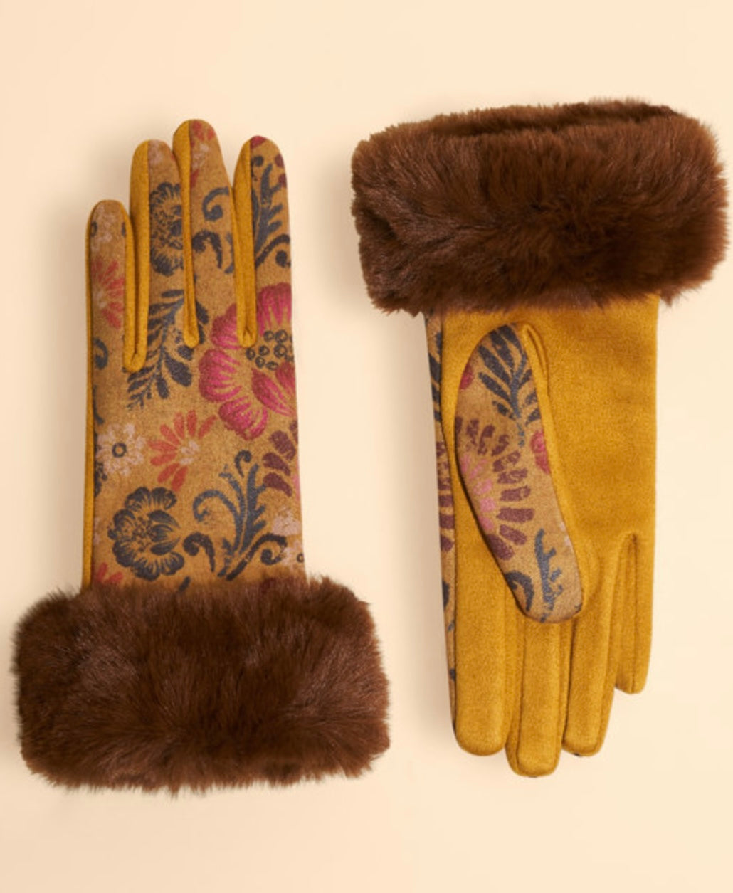 BERNADETTE MUSTARD FLORAL GLOVES