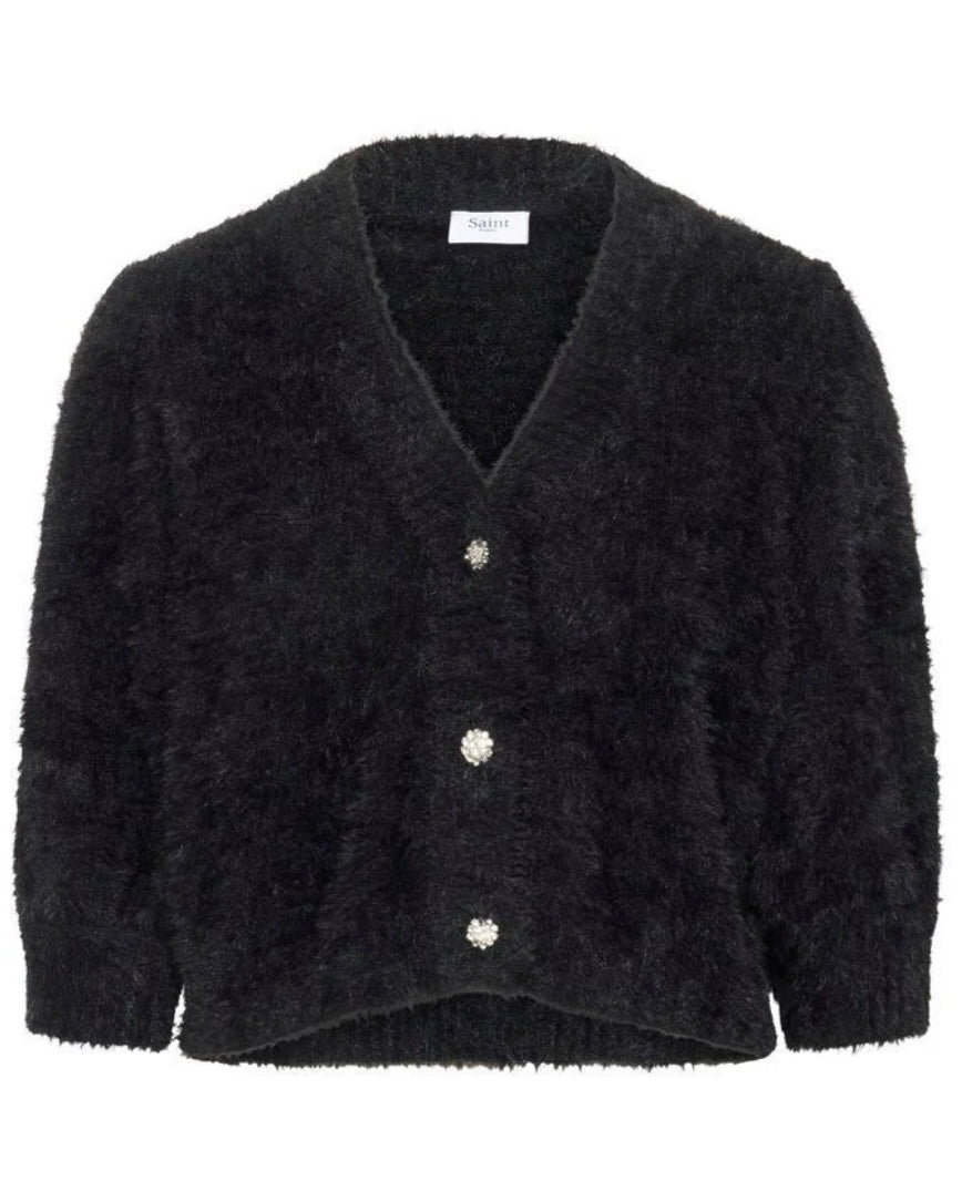 BLACK BANNI FLUFFY CARDIGAN
