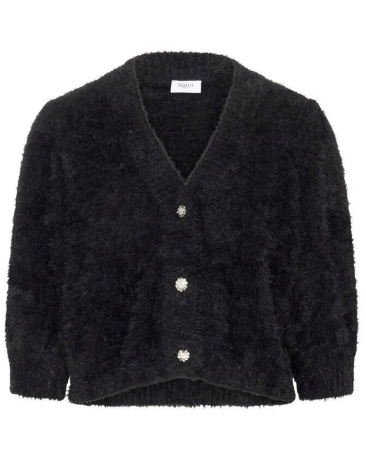 BLACK BANNI FLUFFY CARDIGAN
