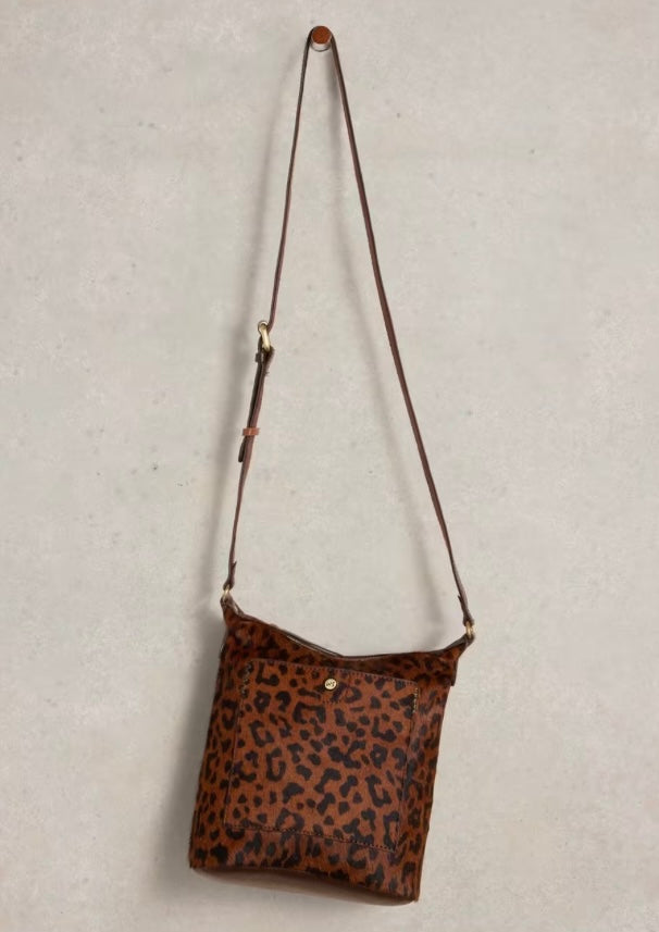 BROWN MULTI FERN LEATHER CROSSBODY