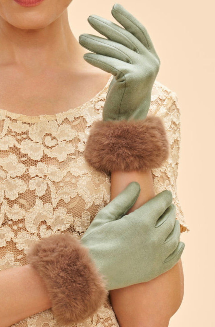 BETTINA SAGE & TEDDY FAUX SUEDE GLOVES