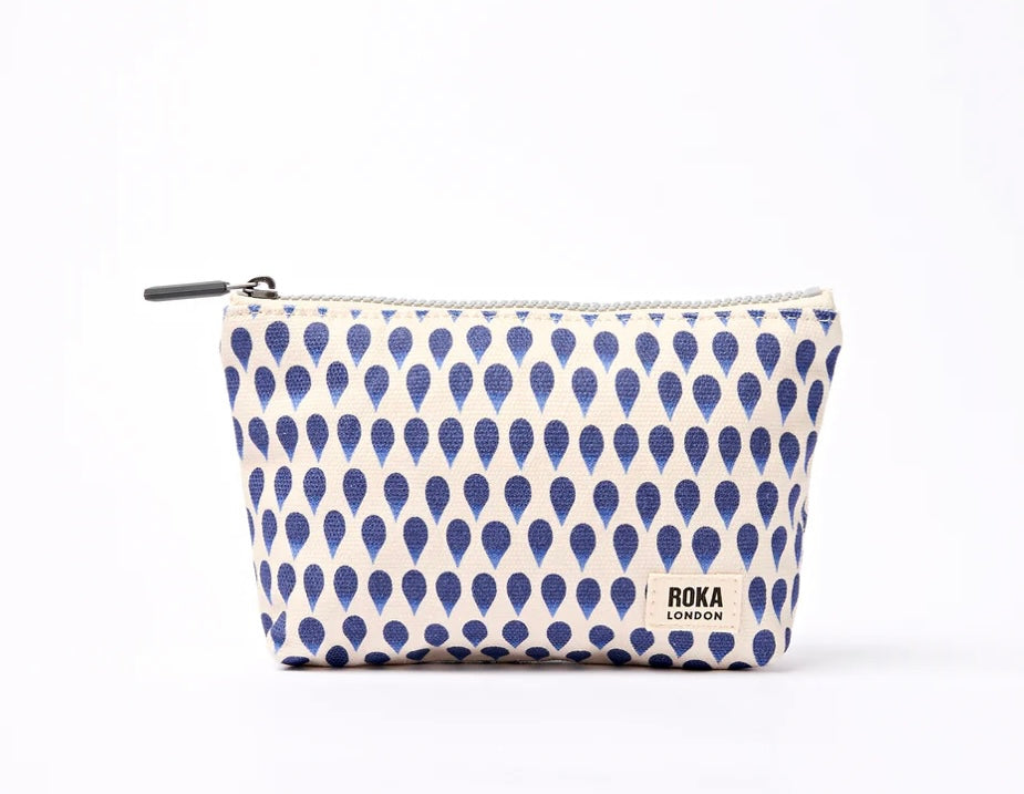 MAIDA VALE COTTON CANVAS SMALL POUCH DENIM RAIN