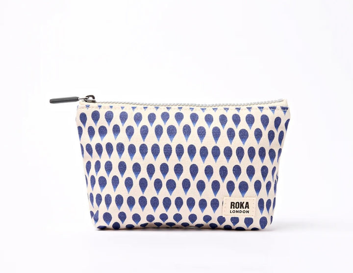 MAIDA VALE COTTON CANVAS SMALL POUCH DENIM RAIN