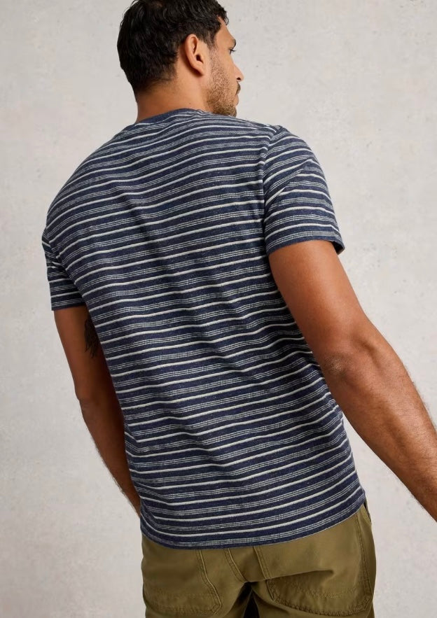 DARK NAVY ABERSOCH STRIPE SHORT SLEEVE TEE