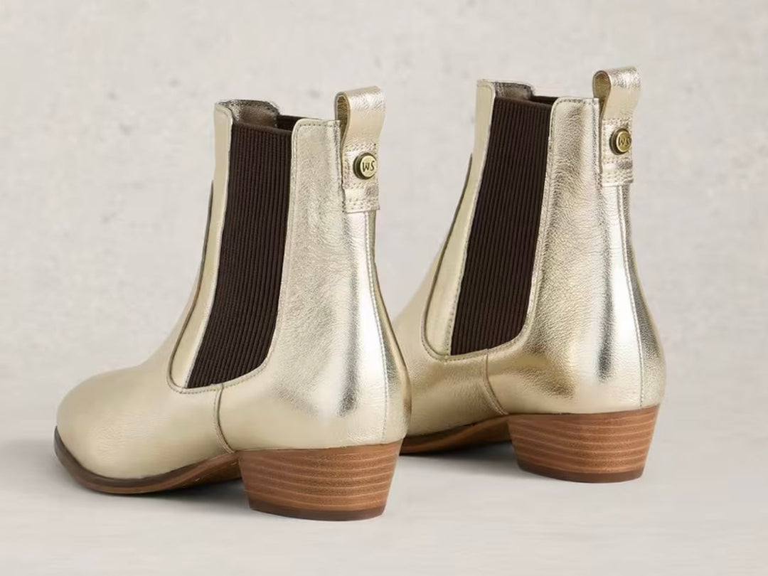 GOLD METALLIC CHELSEA WILLOW ANKLE BOOT