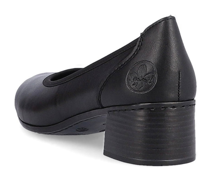 BLACK BLOCK HEEL COURT SHOE