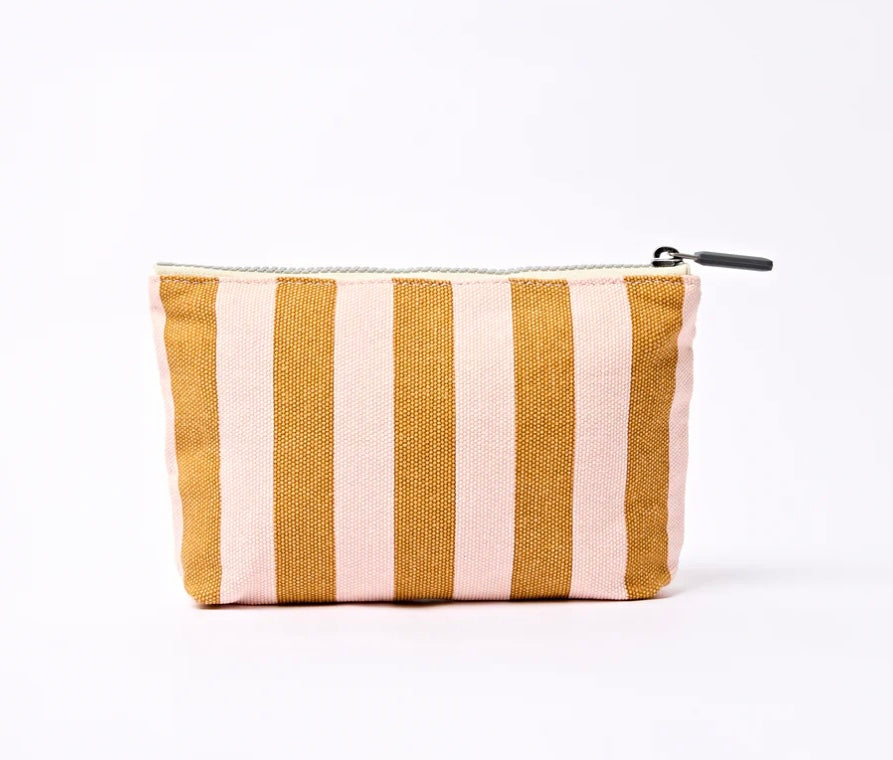 MAIDA VALE COTTON CANVAS POUCH ROSE GOLD STRIPE