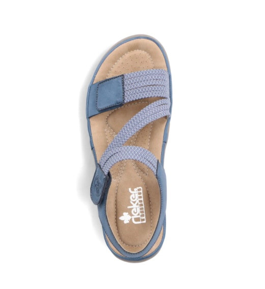 64870-14 BLUE ELASTICATED WALKING SANDAL